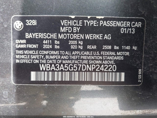 Aukcja sprzedaży 2013 Bmw 328i, vin: WBA3A5G57DNP24220, numer aukcji: 45098816