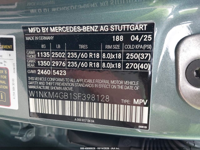 Aukcja sprzedaży 2025 Mercedes-benz Glc 300 Suv, vin: W1NKM4GB1SF398128, numer aukcji: 45098826