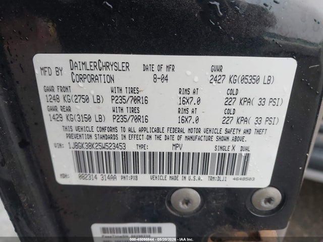 2005 Jeep Liberty Renegade მანქანა იყიდება აუქციონზე, vin: 1J8GK38K25W523453, აუქციონის ნომერი: 45098844
