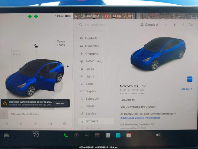 Auction sale of the 2023 Tesla Model Y Awd/long Range Dual Motor All-wheel Drive, vin: 7SAYGDEE4PF910954, lot number: 45098851
