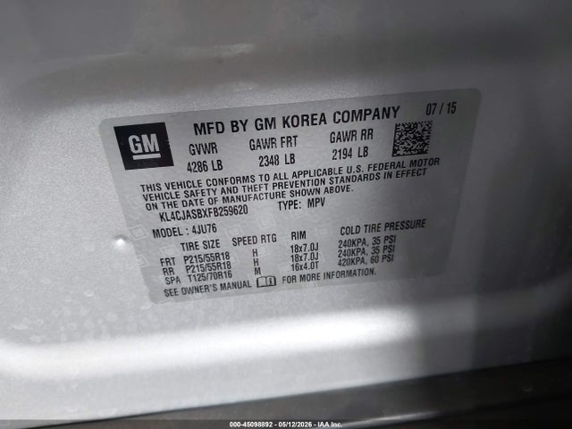 Buick Encore 2015 KL4CJASBXFB259620 Image 9