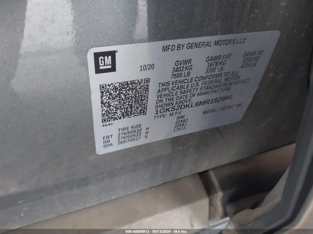 Aukcja sprzedaży 2021 Gmc Yukon 4wd Denali, vin: 1GKS2DKL6MR182990, numer aukcji: 45098913