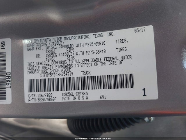 5TFUY5F14HX654719 Toyota Tundra Sr5 5.7l V8