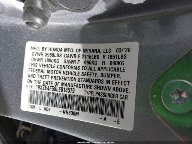 Honda INSIGHT EX 2020 19XZE4F58LE014579 Image 9