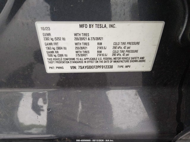Продаж на аукціоні авто 2023 Tesla Model Y Performance Dual Motor All-wheel Drive, vin: 7SAYGDEF2PF912338, номер лоту: 45098969