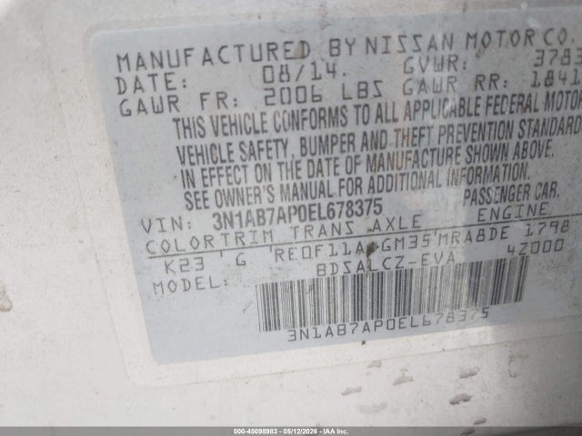3N1AB7AP0EL678375 Nissan SENTRA S