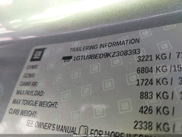 GMC Sierra 1500 Sle 2019 1GTU9BED9KZ308393 Image 9