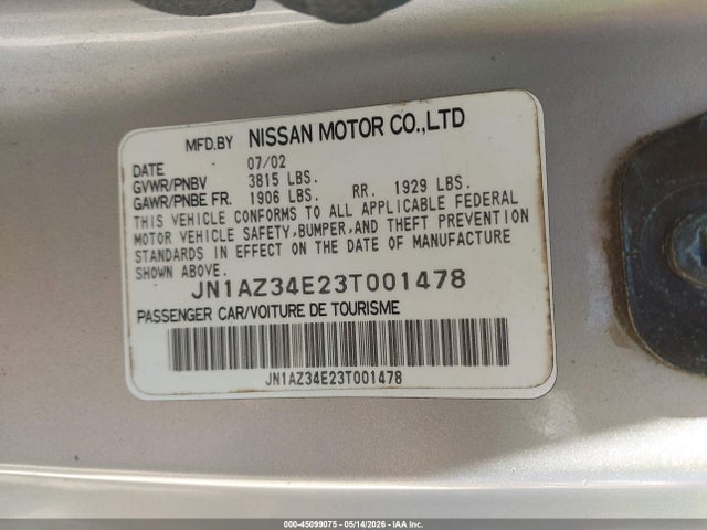 Продаж на аукціоні авто 2003 Nissan 350z Touring, vin: JN1AZ34E23T001478, номер лоту: 45099075