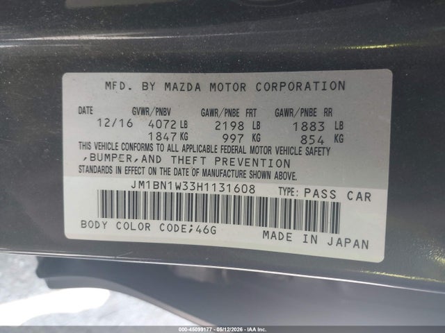 45099177 :رقم المزاد ، JM1BN1W33H1131608 vin ، 2017 Mazda Mazda3 Grand Touring مزاد بيع