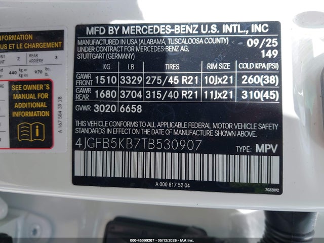 Продажа на аукционе авто 2026 Mercedes-benz Gle 450 4matic, vin: 4JGFB5KB7TB530907, номер лота: 45099207