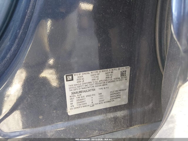 2018 Gmc Terrain Sle მანქანა იყიდება აუქციონზე, vin: 3GKALMEV4JL247764, აუქციონის ნომერი: 45099254