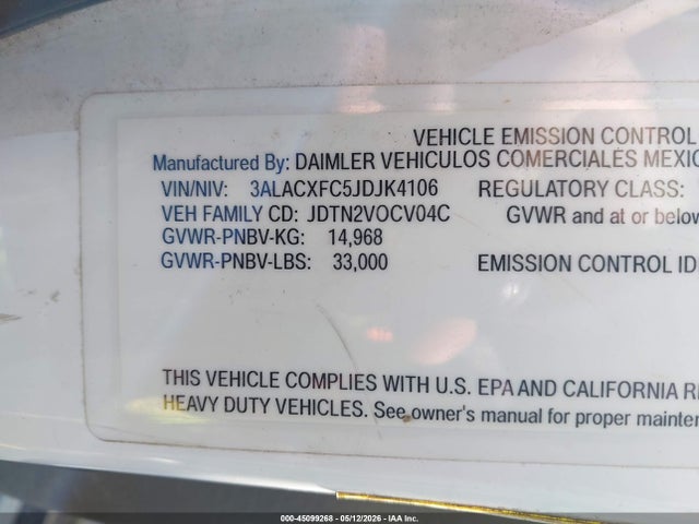 Продаж на аукціоні авто 2019 Freightliner M2 106, vin: 3ALACXFC5JDJK4106, номер лоту: 45099268
