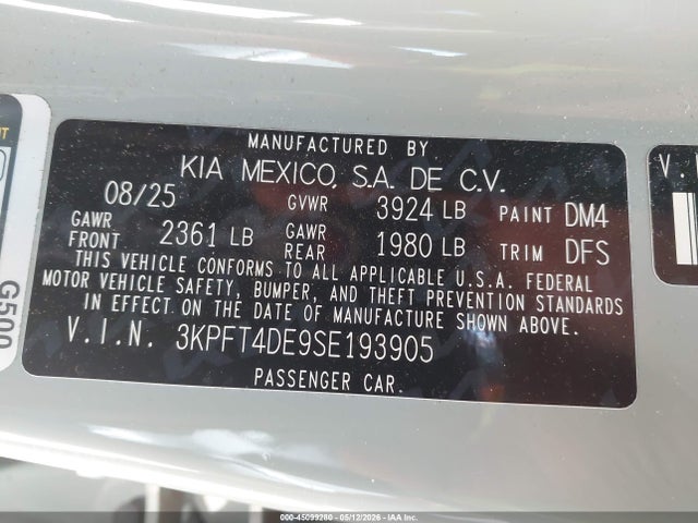 KIA K4 Lxs 2025 3KPFT4DE9SE193905 Image 9
