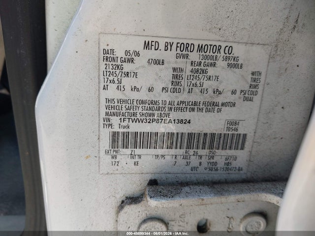 Aukcja sprzedaży 2007 Ford F-350, vin: 1FTWW32P87EA13824, numer aukcji: 45099344