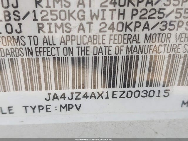 45099353 :رقم المزاد ، JA4JZ4AX1EZ003015 vin ، 2014 Mitsubishi Outlander Gt مزاد بيع