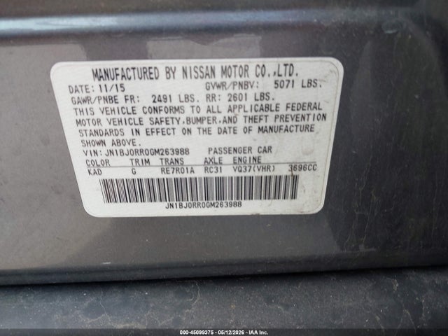 Aukcja sprzedaży 2016 Infiniti Qx50, vin: JN1BJ0RR0GM263988, numer aukcji: 45099375