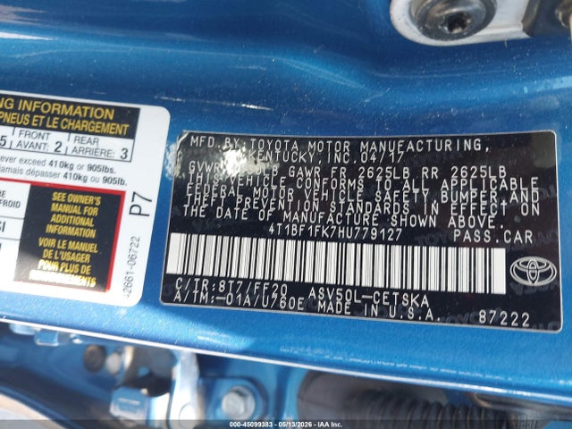 Toyota CAMRY SE 2017 4T1BF1FK7HU779127 Image 9
