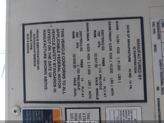 Ic Corporation 3000 Ce 2015 4DRAMAANXFB685836 Image 9