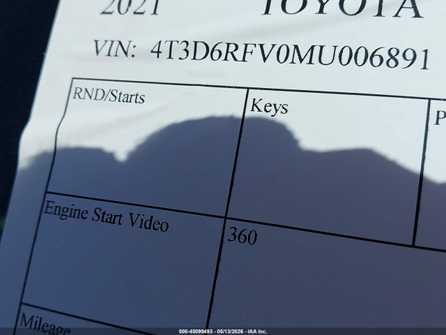 Продажа на аукционе авто 2021 Toyota Rav4 Hybrid Limited, vin: 4T3D6RFV0MU006891, номер лота: 45099493