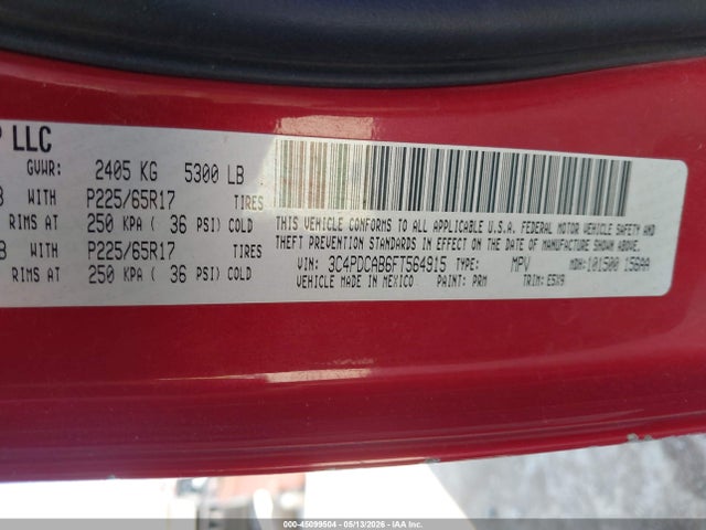 2015 Dodge Journey American Value Pkg მანქანა იყიდება აუქციონზე, vin: 3C4PDCAB6FT564915, აუქციონის ნომერი: 45099504