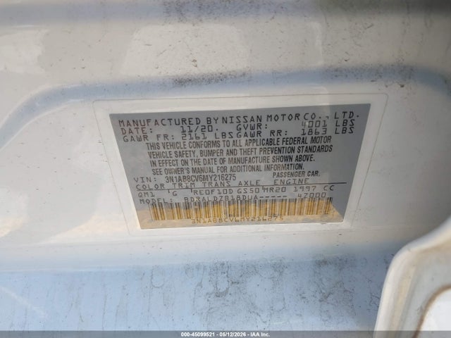 Nissan Sentra Sv Xtronic Cvt 2021 3N1AB8CV6MY216275 Image 9