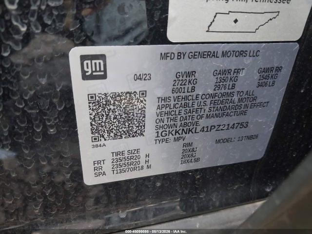 2023 Gmc Acadia Fwd Sle მანქანა იყიდება აუქციონზე, vin: 1GKKNKL41PZ214753, აუქციონის ნომერი: 45099595