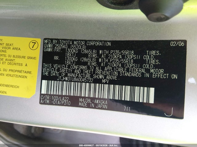 Продаж на аукціоні авто 2006 Lexus Rx 400h, vin: JTJHW31U860045732, номер лоту: 45099627