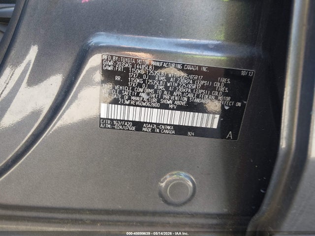 Продажа на аукционе авто 2013 Toyota Rav4 Xle, vin: 2T3WFREV6DW062800, номер лота: 45099639