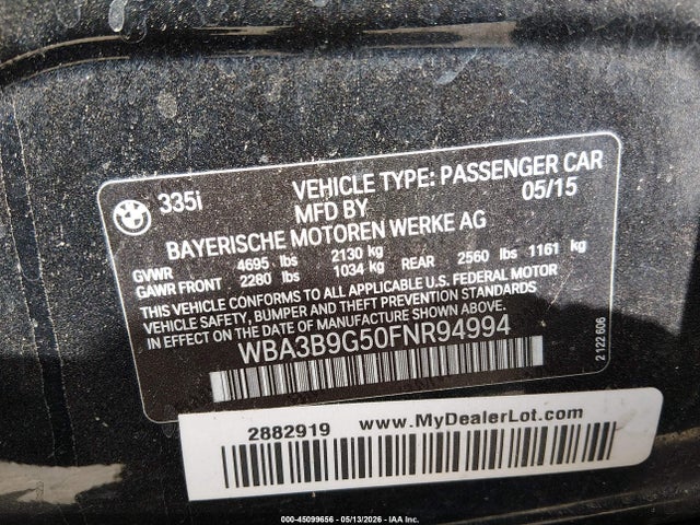 Продажа на аукционе авто 2015 Bmw 335i Xdrive, vin: WBA3B9G50FNR94994, номер лота: 45099656