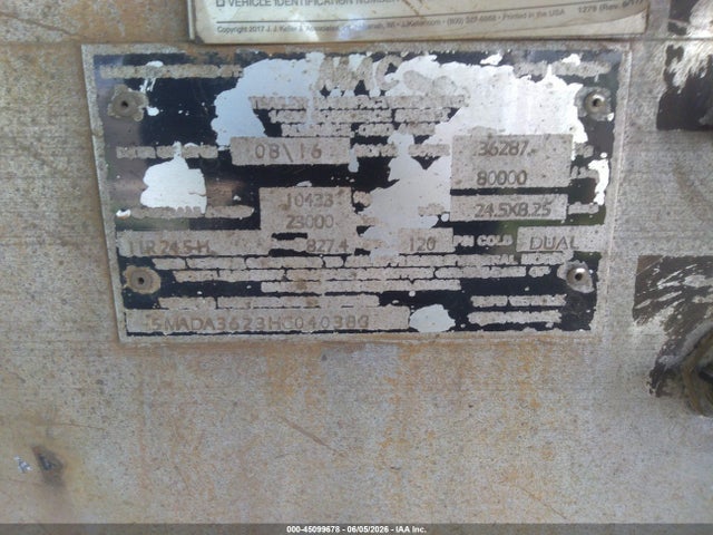 45099678 :رقم المزاد ، 5MADA3623HC040388 vin ، 2017 Mac Trailer Mfg End Dump مزاد بيع