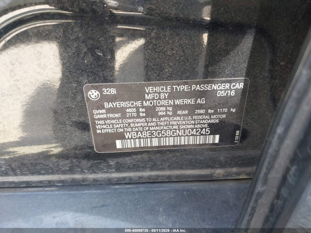 Продажа на аукционе авто 2016 Bmw 328i Xdrive, vin: WBA8E3G58GNU04245, номер лота: 45099735