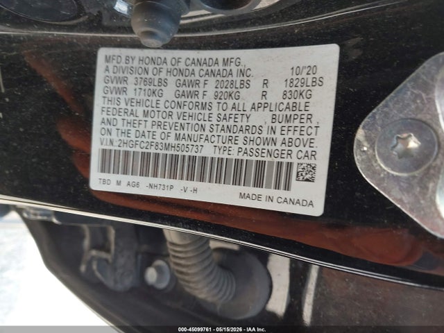 Honda Civic Sport 2021 2HGFC2F83MH505737 Image 9