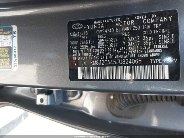 Продажа на аукционе авто 2018 Hyundai Tucson Se, vin: KM8J2CA45JU824065, номер лота: 45099834