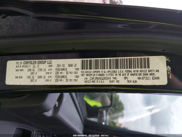 45099845 :رقم المزاد ، 1C4PJMAK4CW205244 vin ، 2012 Jeep Liberty Sport مزاد بيع