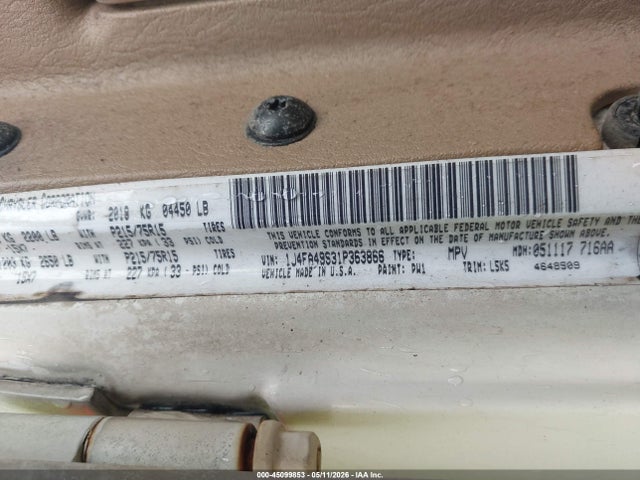 Продажа на аукционе авто 2001 Jeep Wrangler Sport, vin: 1J4FA49S31P363866, номер лота: 45099853