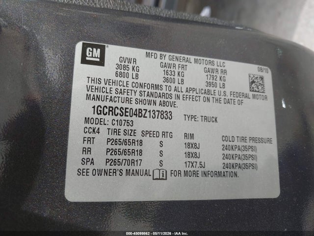 Продаж на аукціоні авто 2011 Chevrolet Silverado 1500 Lt, vin: 1GCRCSE04BZ137833, номер лоту: 45099862
