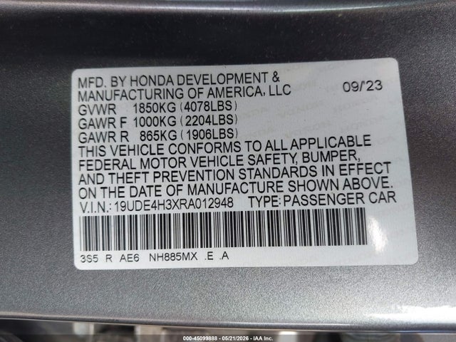 2024 Acura Integra A-spec მანქანა იყიდება აუქციონზე, vin: 19UDE4H3XRA012948, აუქციონის ნომერი: 45099888