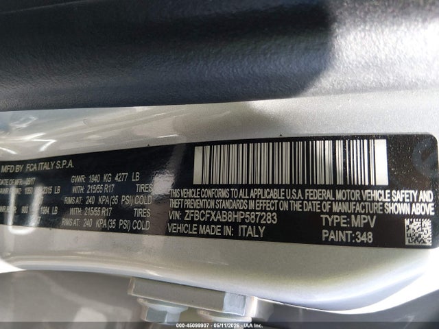 ZFBCFXAB8HP587283 Fiat 500x Pop Fwd