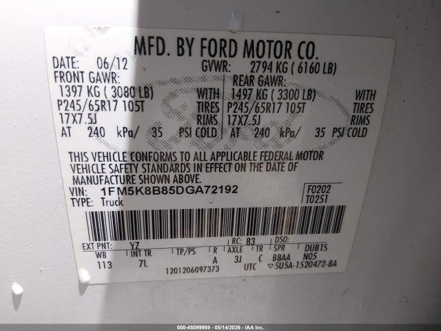 Aukcja sprzedaży 2013 Ford Explorer, vin: 1FM5K8B85DGA72192, numer aukcji: 45099969