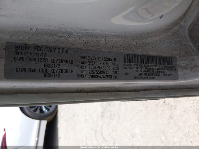 Продаж на аукціоні авто 2017 Ram Promaster City Tradesman Slt, vin: ZFBERFBB5H6F44506, номер лоту: 45100042