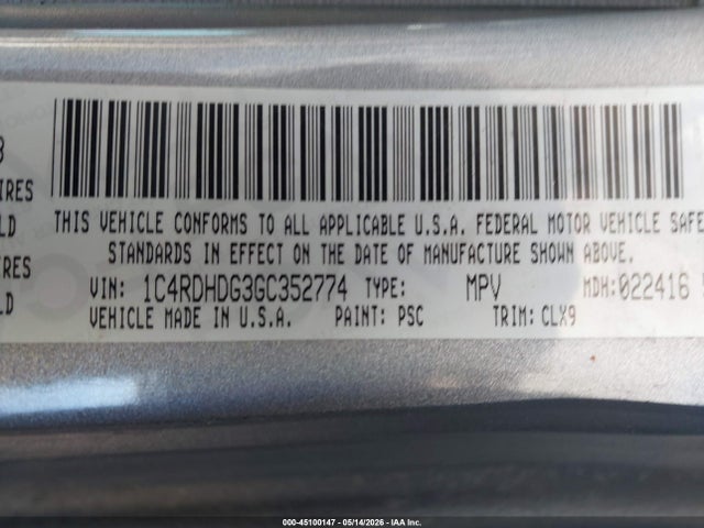 Aukcja sprzedaży 2016 Dodge Durango Limited, vin: 1C4RDHDG3GC352774, numer aukcji: 45100147