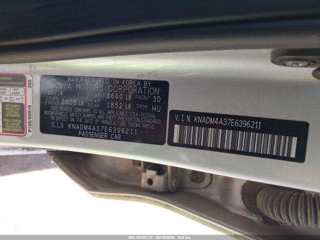 KNADM4A37E6396211 KIA RIO LX