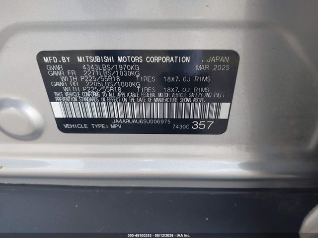 Продаж на аукціоні авто 2025 Mitsubishi Outlander Sport 2.0 Es Awc/2.0 Le Awc/2.0 S Awc/2.0 Se Awc/2.0 Trail Edition Awc, vin: JA4ARUAU6SU006975, номер лоту: 45100253