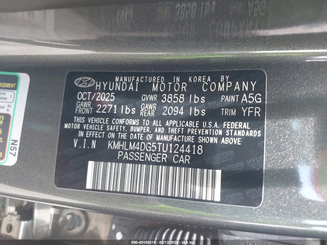 Aukcja sprzedaży 2026 Hyundai Elantra Sel Sport, vin: KMHLM4DG5TU124418, numer aukcji: 45100316