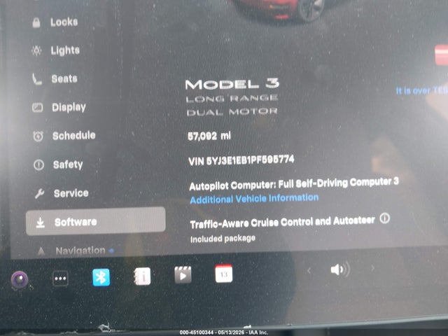 45100344 :رقم المزاد ، 5YJ3E1EB1PF595774 vin ، 2023 Tesla Model 3 Long Range Dual Motor All-wheel Drive مزاد بيع