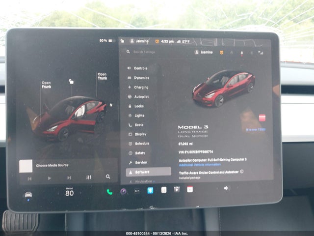 45100344 :رقم المزاد ، 5YJ3E1EB1PF595774 vin ، 2023 Tesla Model 3 Long Range Dual Motor All-wheel Drive مزاد بيع