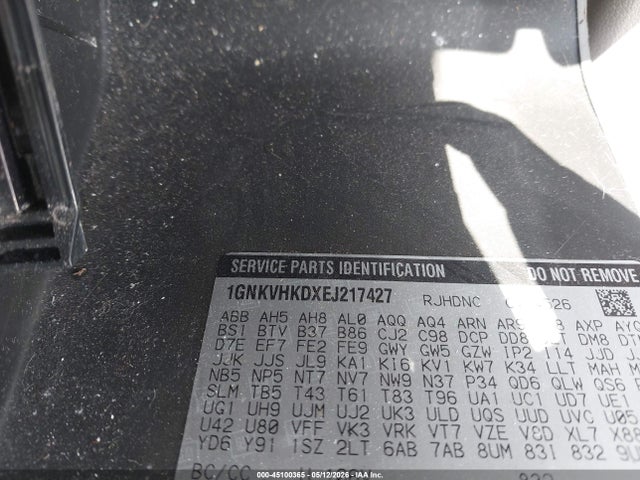 Aukcja sprzedaży 2014 Chevrolet Traverse 2lt, vin: 1GNKVHKDXEJ217427, numer aukcji: 45100365