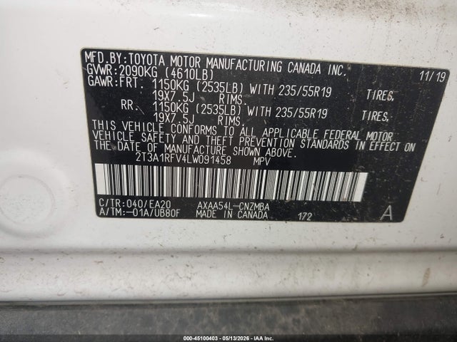 Toyota Rav4 Xle Premium 2020 2T3A1RFV4LW091458 Image 9