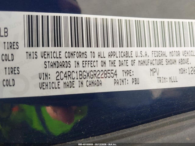 Aukcja sprzedaży 2016 Chrysler Town & Country Touring, vin: 2C4RC1BGXGR228554, numer aukcji: 45100559