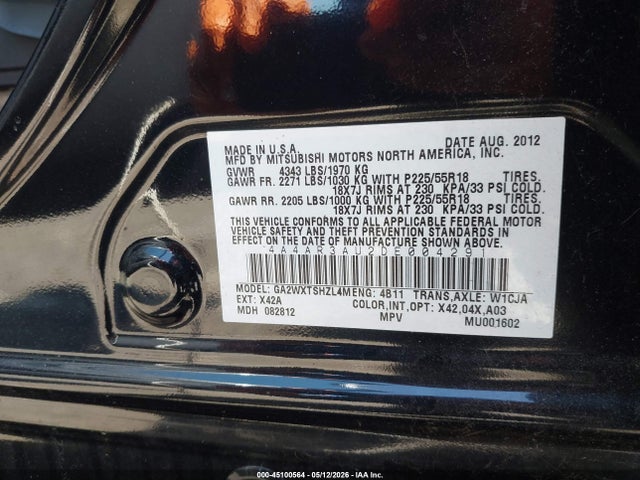 Продаж на аукціоні авто 2013 Mitsubishi Outlander Sport Es, vin: 4A4AR3AU2DE004291, номер лоту: 45100564